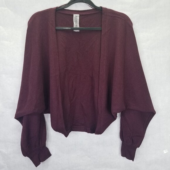 Yoana Baraschi Shrug Women's S Wool Blend Batwing Sleeve Burgundy Long Sleeve - Picture 7 of 12